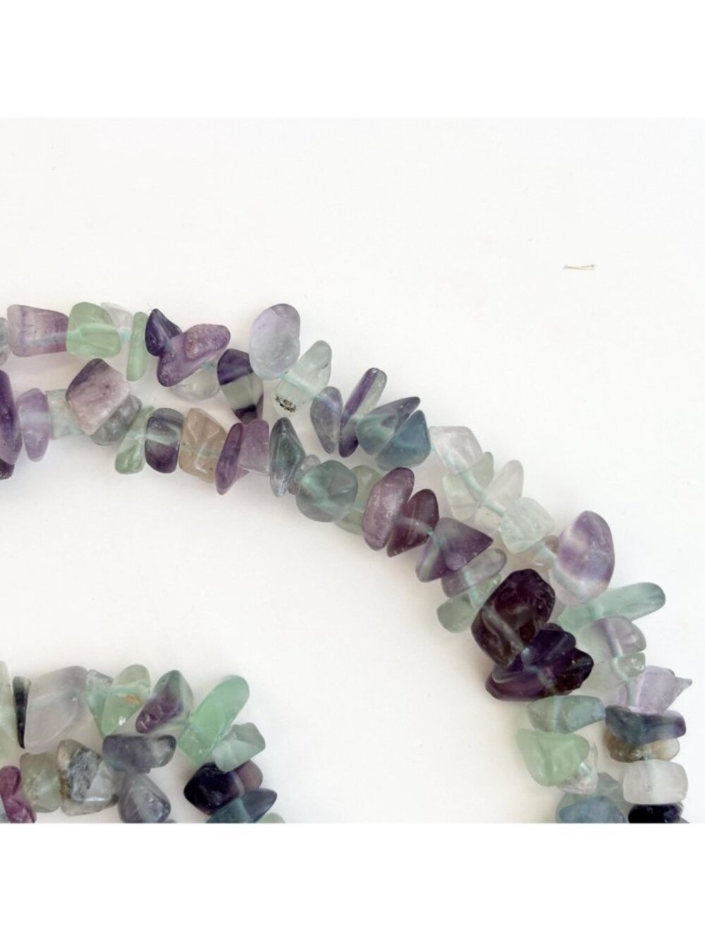 Multi Colored Purple & Green Flourite Chip Beaded Chip Vintage Necklace - 36" - Picture 7 of 13